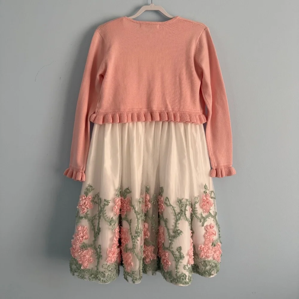 American Princess Girl‎ 2-pcs Embroidered Dress & Cardigan Holiday Size 8